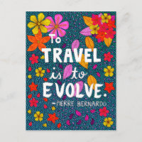 Green Colourful Flowers Typography Travel Quote