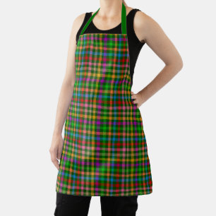 Green Colourful Gingham Plaid Pattern Apron