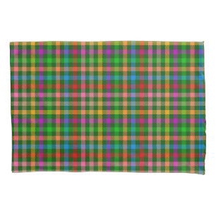 Green Colourful Gingham Plaid Pattern Pillowcase