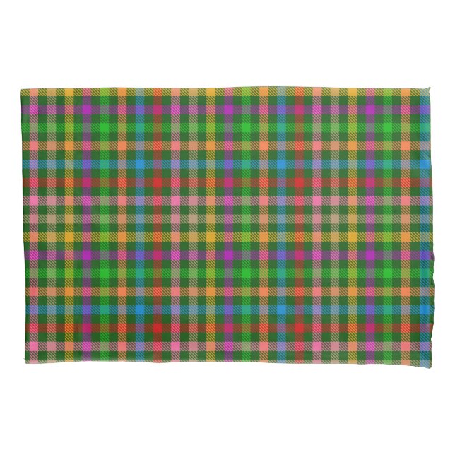 Green Colourful Gingham Plaid Pattern  Pillowcase (Front)