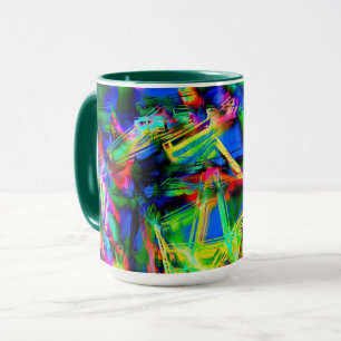 Green colourful 'squares with wrong brush strokes' mug