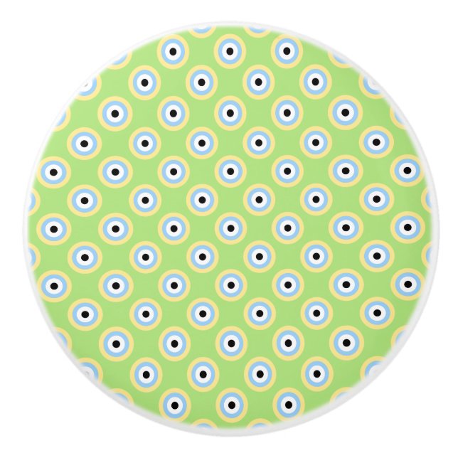 Green Combination Circles by Shirley Taylor Ceramic Knob (Front)