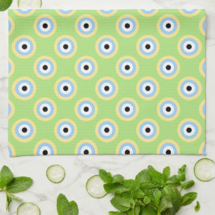 Green Combination Circles by Shirley Taylor Tea Towel