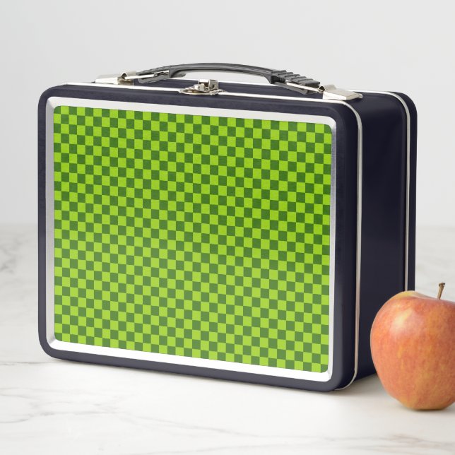 Green Combination Classic Chequerboard by STaylor Metal Lunch Box (In Situ)