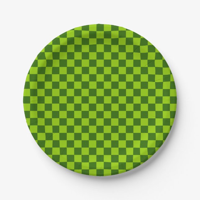 Green Combination Classic Chequerboard by STaylor Paper Plate (Front)