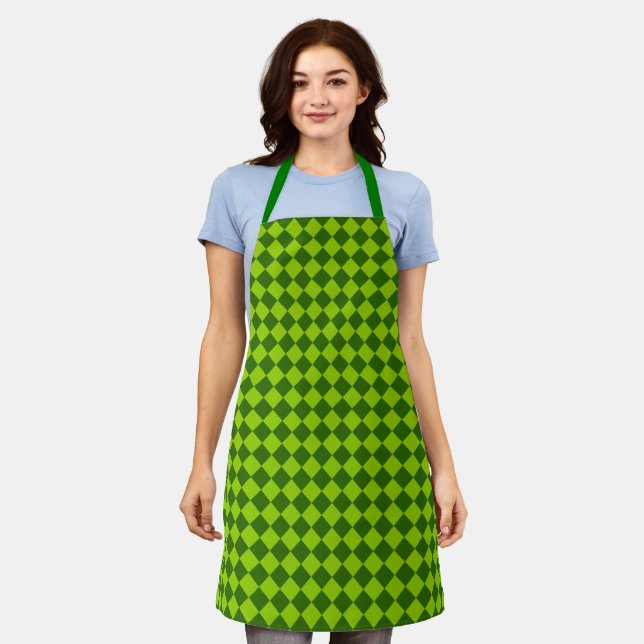 Green Combination Diamond Pattern by STaylor Apron (Worn)