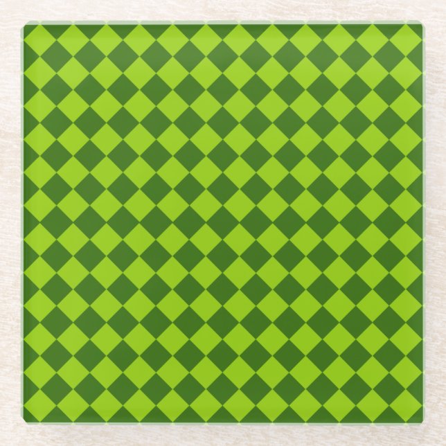 Green Combination Diamond Pattern by STaylor Glass Coaster (Front)