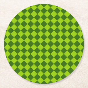 Green Combination Diamond Pattern by STaylor Round Paper Coaster