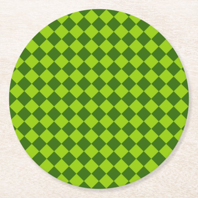 Green Combination Diamond Pattern by STaylor Round Paper Coaster (Front)