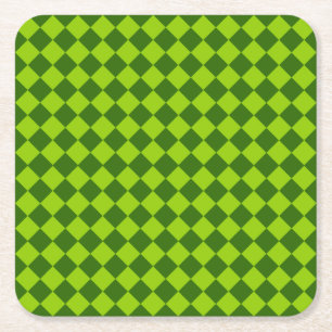 Green Combination Diamond Pattern by STaylor Square Paper Coaster