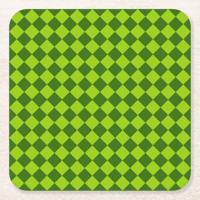 Green Combination Diamond Pattern by STaylor Square Paper Coaster (Front)