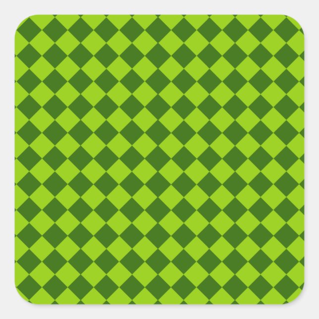 Green Combination Diamond Pattern Square Sticker (Front)