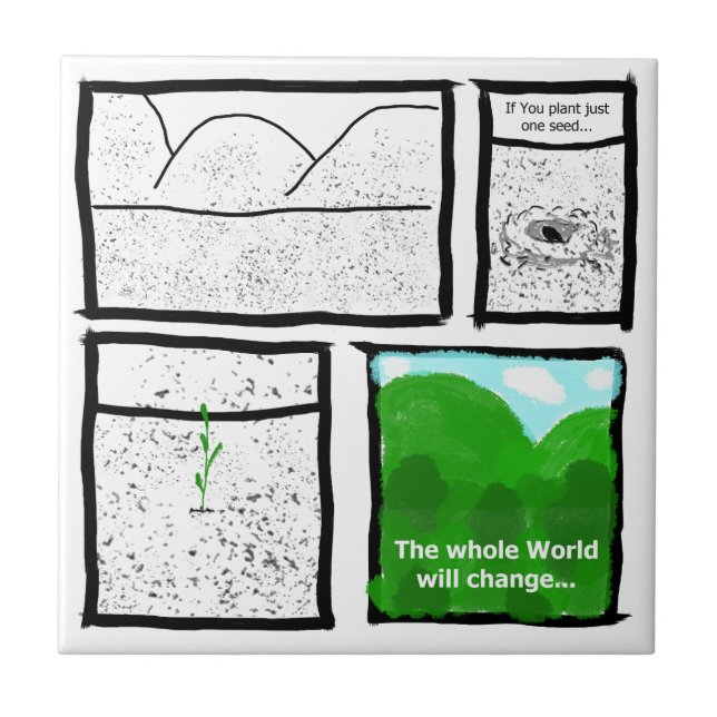 Green Comic Ceramic Tile (Front)