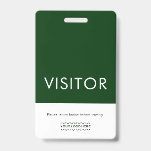 Green Company Logo Visitor Badge Return Request ID Badge