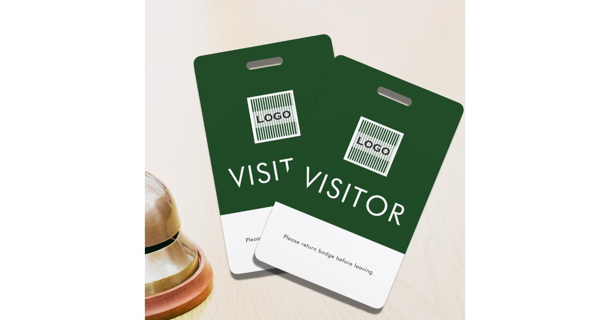 Green Company Logo Visitor Badge Return Request ID Badge | Zazzle