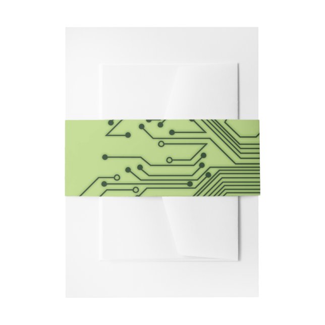 Green Computer Circuit Board Mitzvah Invitation Invitation Belly Band (Front Example)