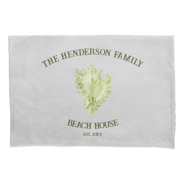 Green Conch Shell Pillow Case (Front)