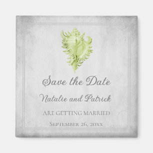 Green Conch Shell Save the Date Magnet