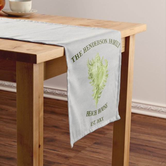Green Conch Shell Short Table Runner (In Situ)