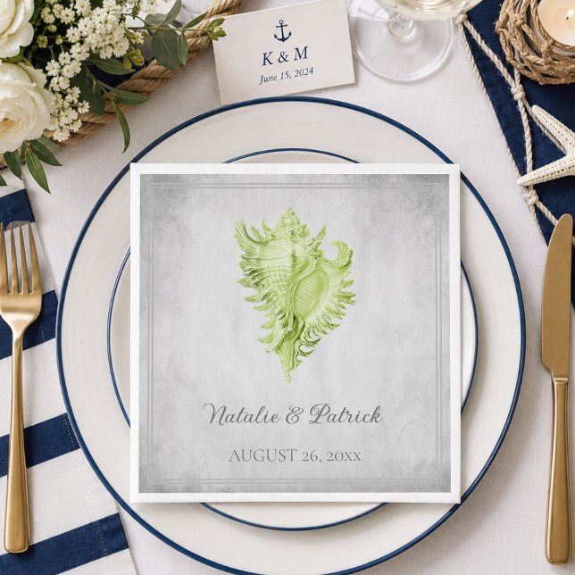 Green Conch Shell Wedding Paper Napkins (Green Conch Shell Wedding Paper Napkins)
