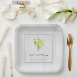 Green Conch Shell Wedding Paper Plates