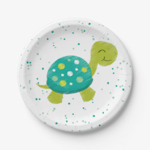 Green Confetti Turtle Party Plate