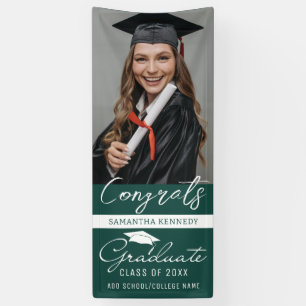 Green Congrats Grad Photo Vertical Graduation   Banner
