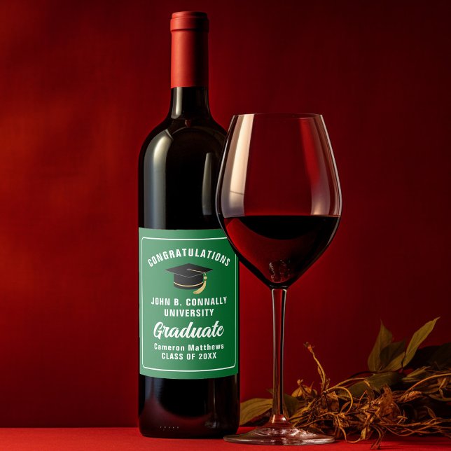 Green Congratulations Custom Graduation Party Wine Label (Creator Uploaded)