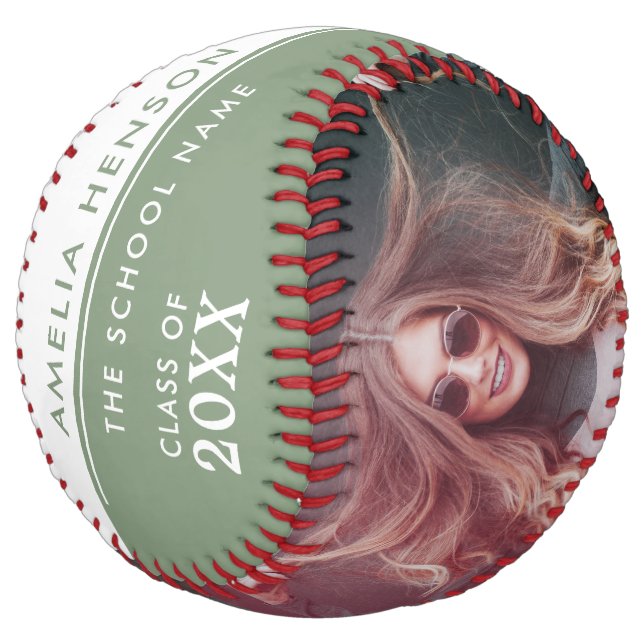 Green Congratulations Grad Graduation 2 Photo Softball (Angled)