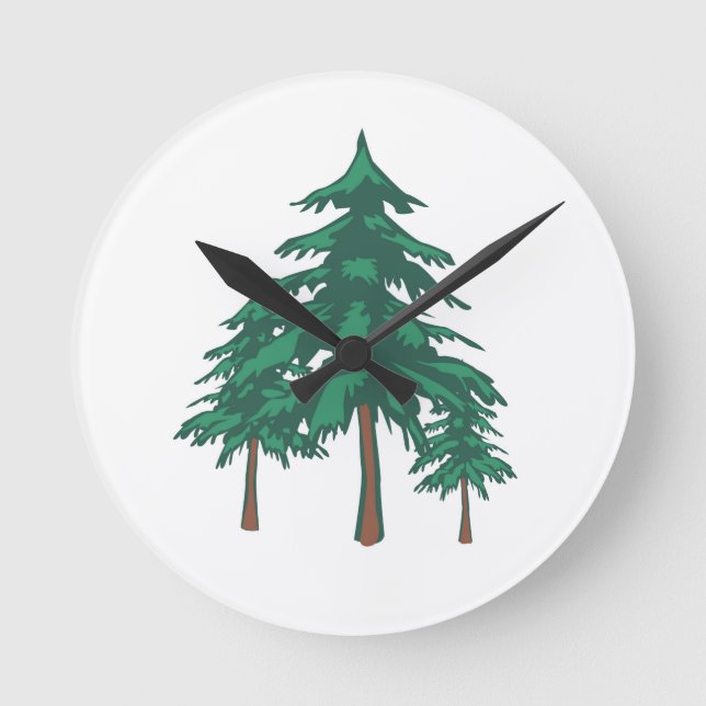 Green conifer trees round clock (Front)
