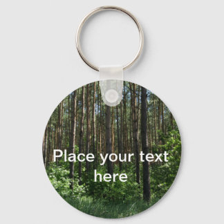 Green Coniferous Forest Trees Key Ring