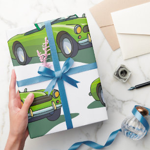 Green Convertible Car Wrapping Paper