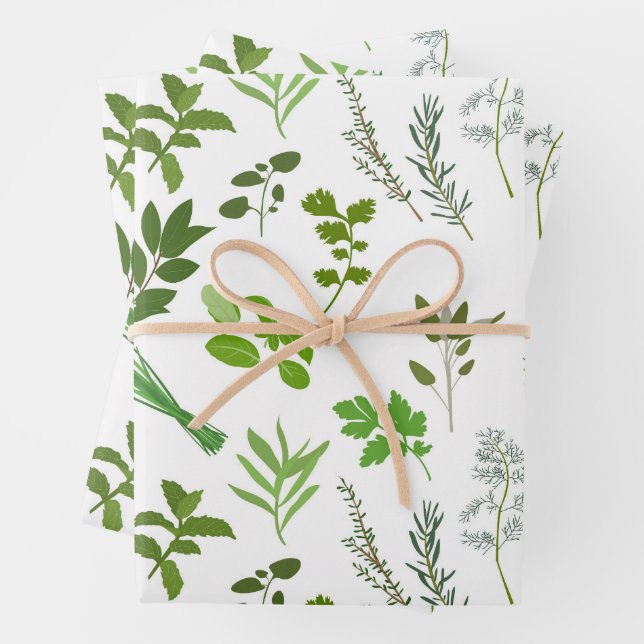 Green Cooking Culinary Garden Herbs  Wrapping Paper Sheet (In situ)