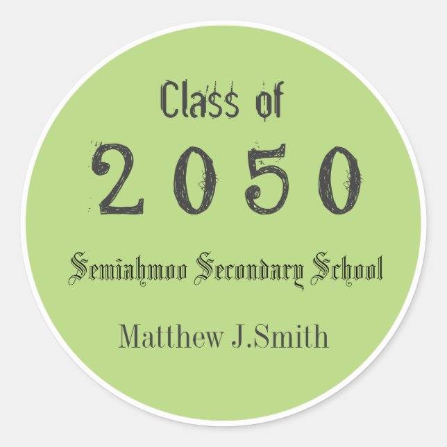 green, cool, fun graduate stickers (Front)