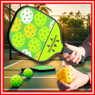 Green Cool Modern Monogrammed Pickleball Paddle