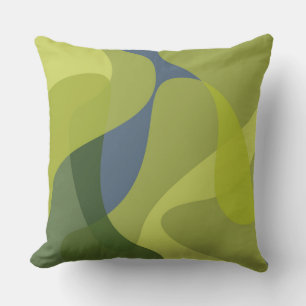 Green, cool, trendy, modern wavy organic shapes cushion