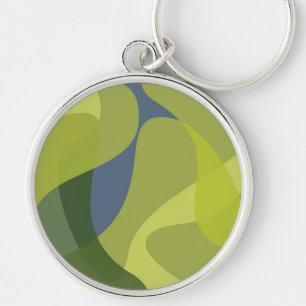 Green, cool, trendy, modern wavy organic shapes key ring