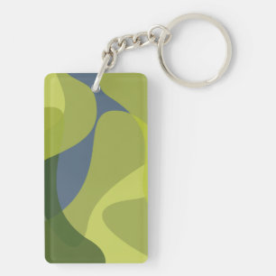 Green, cool, trendy, modern wavy organic shapes key ring