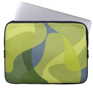 Green, cool, trendy, modern wavy organic shapes laptop sleeve