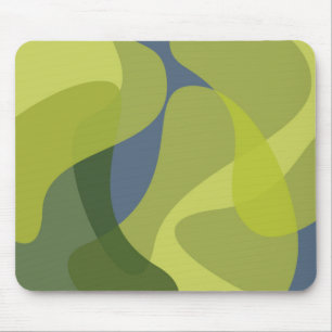 Green, cool, trendy, modern wavy organic shapes mouse pad