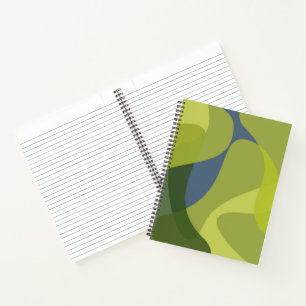 Green, cool, trendy, modern wavy organic shapes notebook