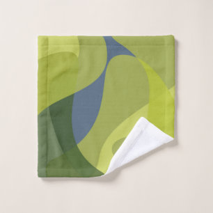 Green, cool, trendy, modern wavy organic shapes wash cloth