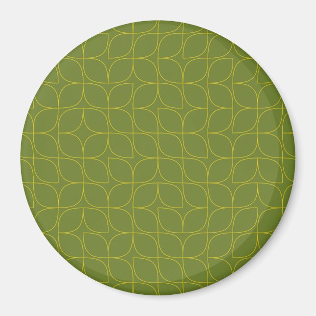 Green, cool, trendy, playful leaf abstraction magnet (Front)