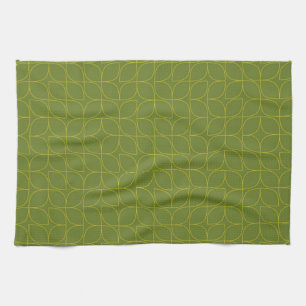 Green, cool, trendy, playful leaf abstraction tea towel
