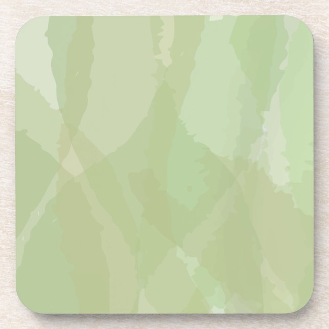 Green, cool, trendy watercolor abstract pattern coaster (Front)