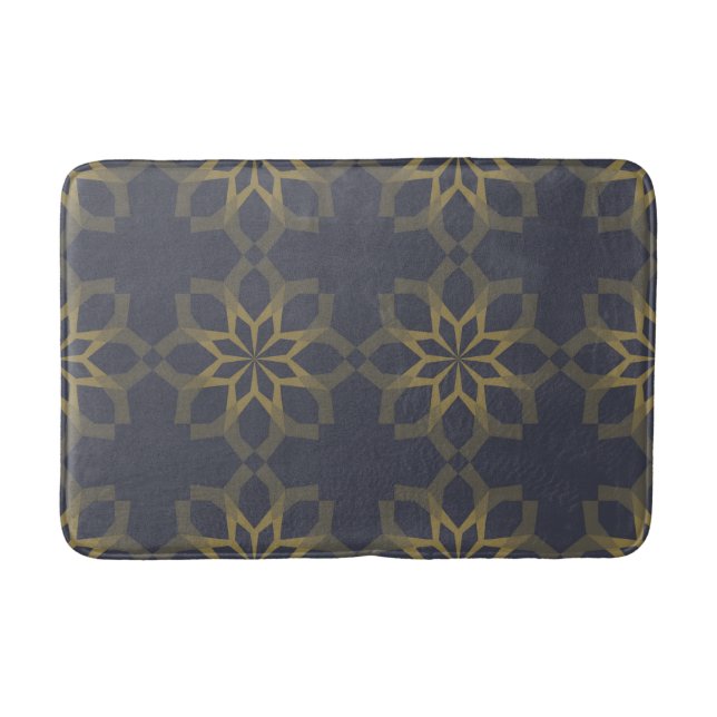 Green, cool, unique, trendy flower abstraction bath mat (Front)