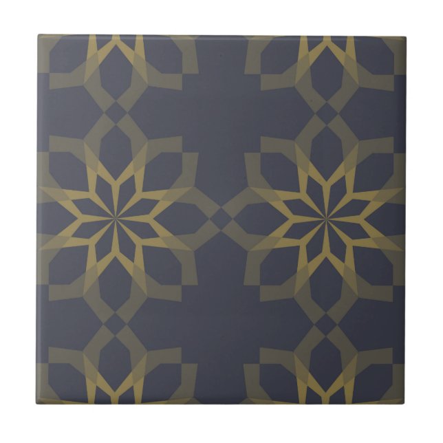 Green, cool, unique, trendy flower abstraction ceramic tile (Front)