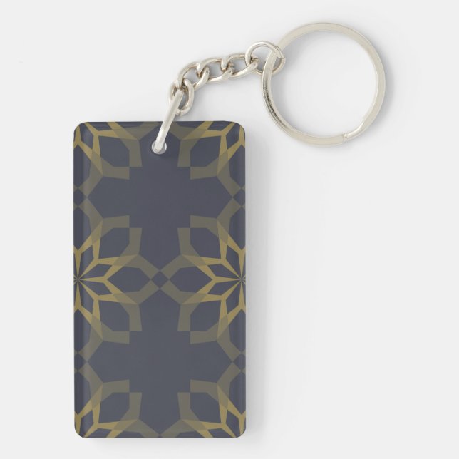 Green, cool, unique, trendy flower abstraction key ring (Back)