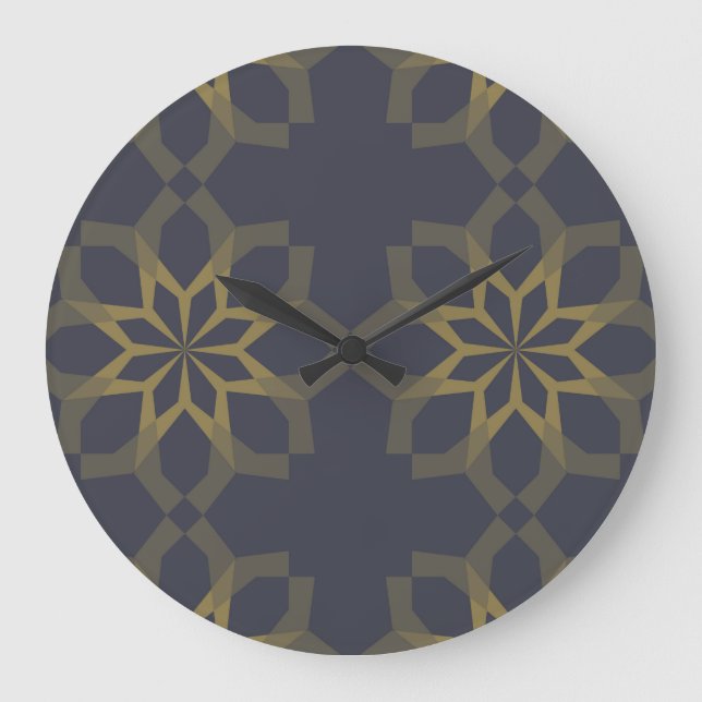 Green, cool, unique, trendy flower abstraction large clock (Front)