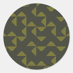 Green, cool, unique, trendy triangles pattern classic round sticker